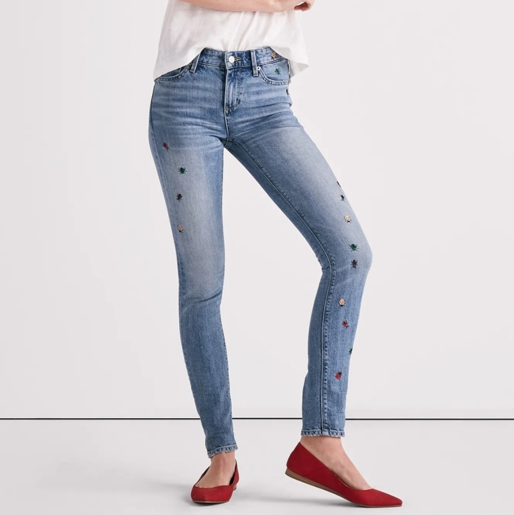 Lucky Brand Light Blue Skinny Jeans with Embroidery